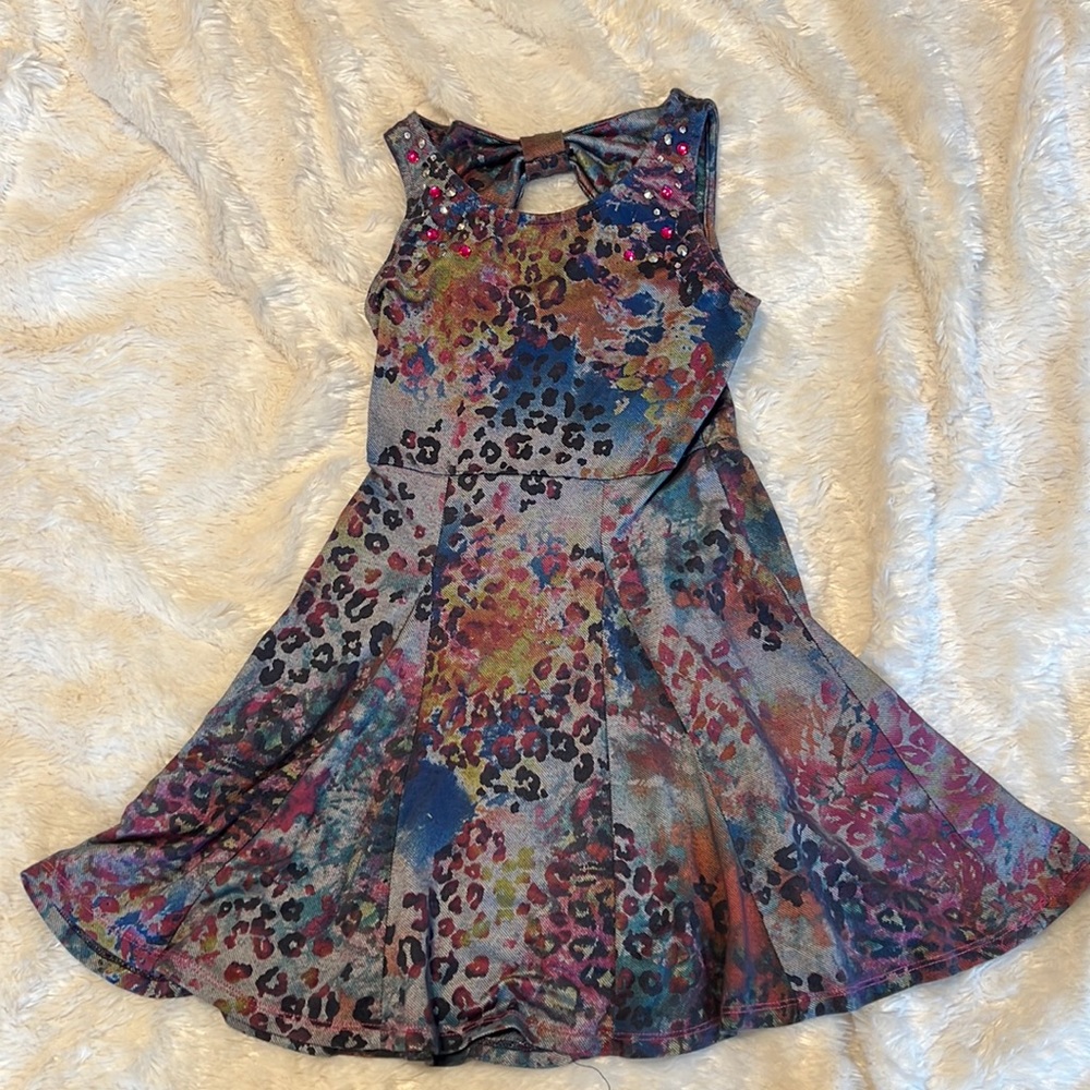 Justice Animal Print  Rhinestone Dress size 7
